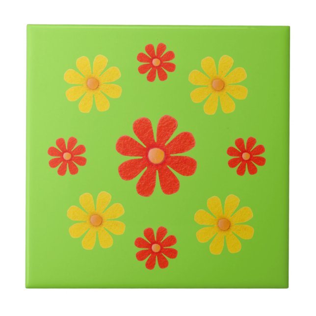 Frühlingserne rote und gelbe Blumen für die Küche Fliese (Vorderseite)