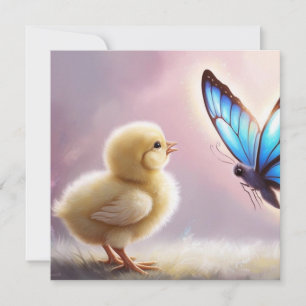 Frühlingserwachen - Baby Chick & Butterfly Card Feiertagskarte
