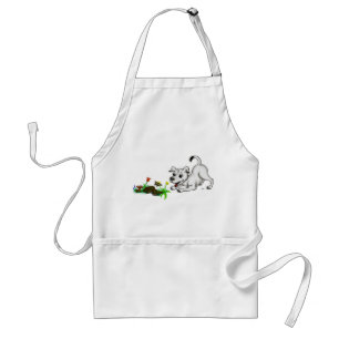 Frühlingserwachen, Welpe mit Schmetterling Schürze