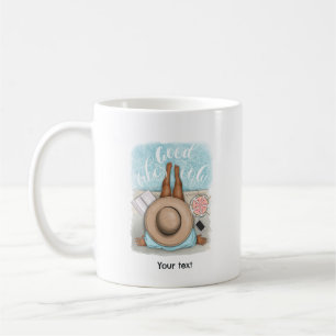 Frühlingsfahrrad Mädchen Kaffeetasse
