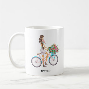 Frühlingsfahrradmädchen Kaffeetasse
