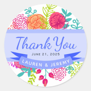 Frühlingsfarben, lebhaft Blumenstrauß Sketch Bouqu Runder Aufkleber