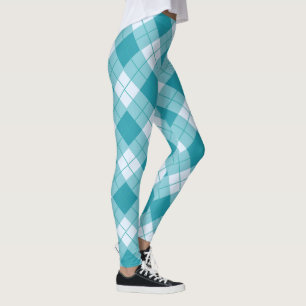 Frühlingsfarben Lichtblau und kariertes Muster Leggings