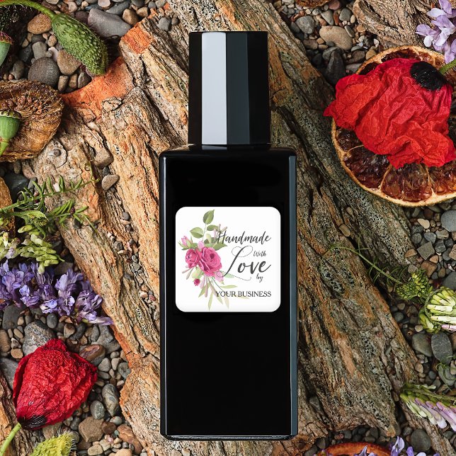 Frühlingsfarbenfrohe Bouquet mit Liebe Zitat Quadratischer Aufkleber (Von Creator hochgeladen)