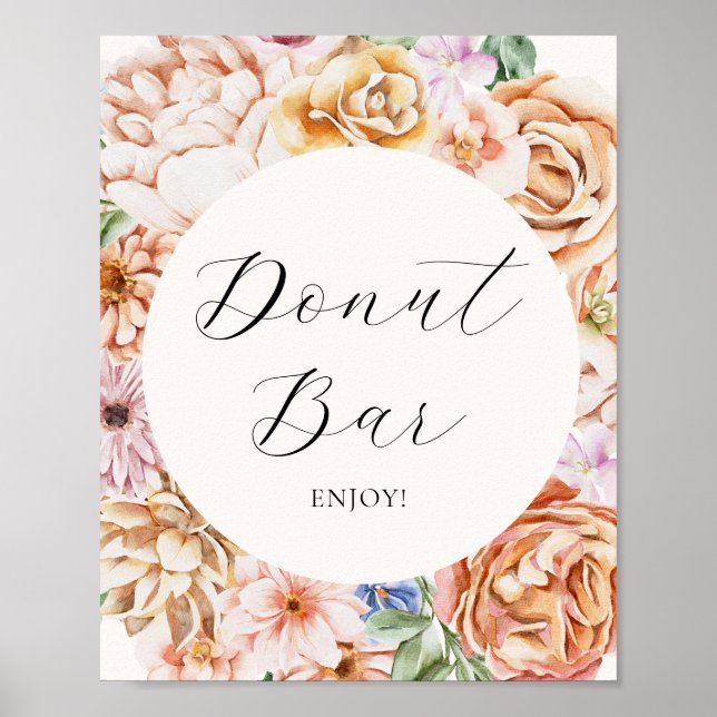 Frühlingsfarbige Blume Donut Bar Sign Poster (Vorne)