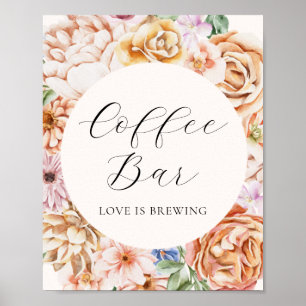 Frühlingsfarbige Blume Kaffeezeichen Bar Poster