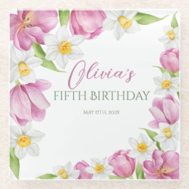 Frühlingsfarbige Blume Kindergeburtstag Glasuntersetzer