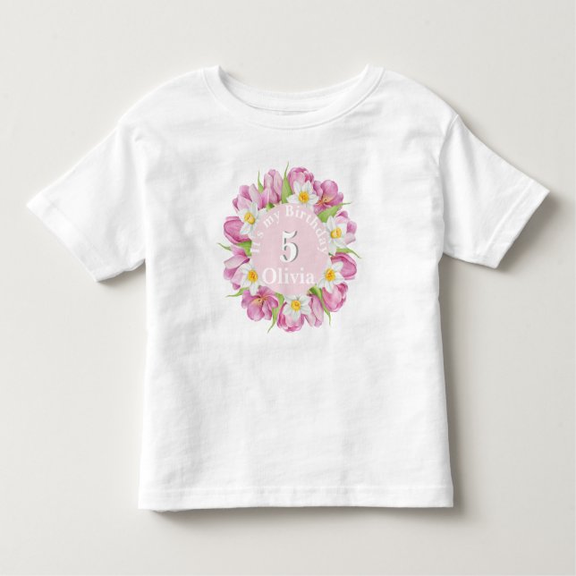 Frühlingsfarbige Blume Kindergeburtstag Kleinkind T-shirt (Vorderseite)