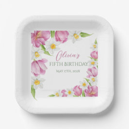 Frühlingsfarbige Blume Kindergeburtstag Pappteller