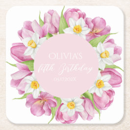 Frühlingsfarbige Blume Kindergeburtstag Rechteckiger Pappuntersetzer