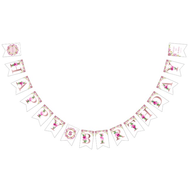 Frühlingsfarbige Blume Kindergeburtstag Wimpelkette (Alle)