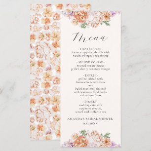 Frühlingsfarbige Blume Romantisches Brautparty Menükarte