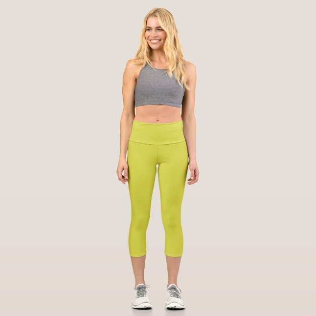 Frühlingsfarbige Trends 2024 Tennisball Grün Capri Leggings (Vorderseite)