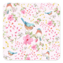 Frühlingsfarbige Vögel und Blume