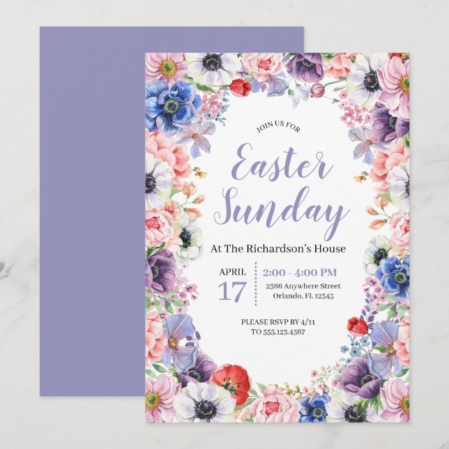 Frühlingsfeier Tulips Florales Osterfest Einladung (Vorne/Hinten)