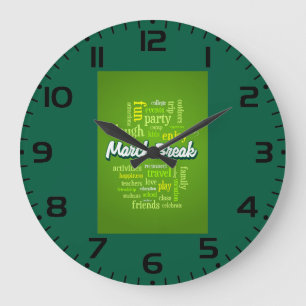 Frühlingsferien-Wortwolken-Typografie Schulferien Große Wanduhr