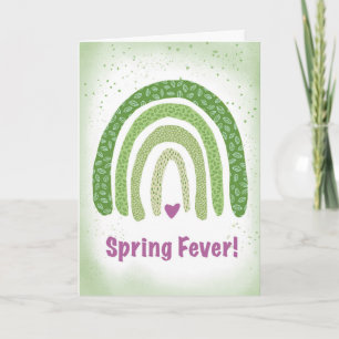Frühlingsfieber Boho Soft Watercolor Grüner Regenb Karte