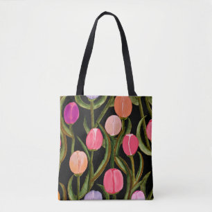 Frühlingsflora auf schwarzer Tasche