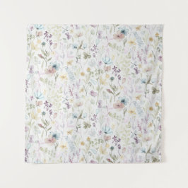 Frühlingsflora und Fauna Aquarell Wandteppich