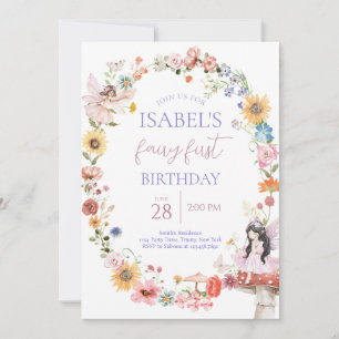 Frühlingsfloral Fairy Erster Geburtstag Einladung