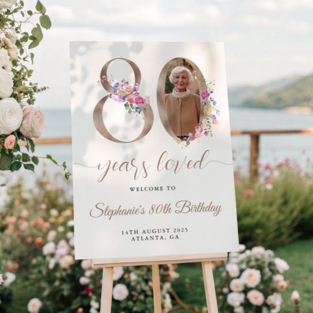 Frühlingsfloral Foto 80. Geburtstag Willkommen Poster (Von Creator hochgeladen)