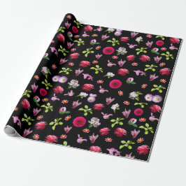 Frühlingsfloral Foto Schwarzer Hintergrund drucken Geschenkpapier