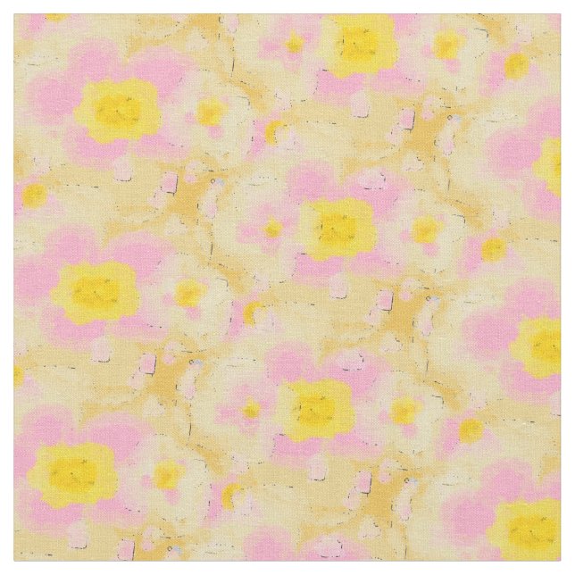 Frühlingsfloral, gelb und rosa stoff (Nahaufnahme)