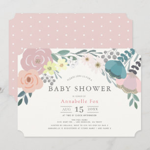 Frühlingsfloral Girl Pink Babydusche Einladung