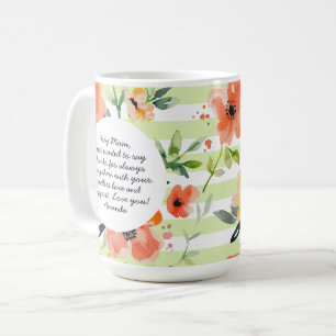 Frühlingsfloral   Grünstreifen   Foto der Mutter Kaffeetasse