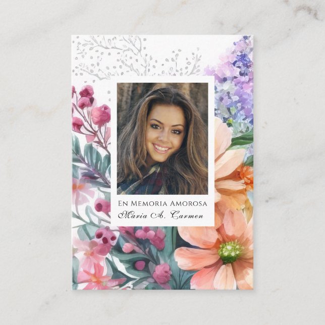Frühlingsfloral Spanisches Beerdigungsgebet Platzkarte (Vorderseite)