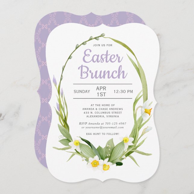 Frühlingsfloraldraht Osterbrunch oder Party Einladung (Vorne/Hinten)