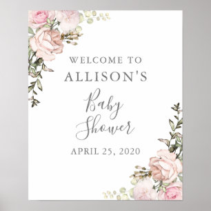 Frühlingsflorale Babydusche Poster