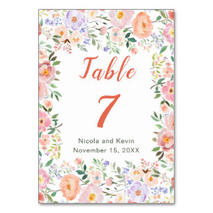 Frühlingsflorale Blume Hochzeit Tischnummer