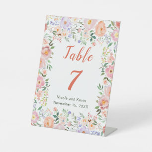 Frühlingsflorale Blume Hochzeit Tischnummer Sockelschild