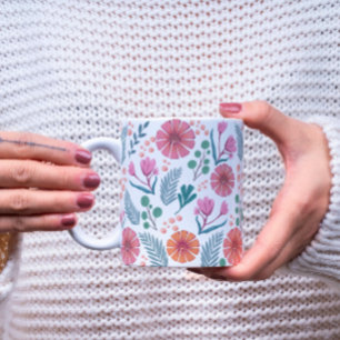 Frühlingsflorale Botanische Muster farbenfrohe Tas Tasse