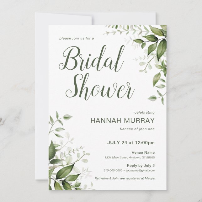 Frühlingsflorale Einladung mit Grün (Vorderseite)