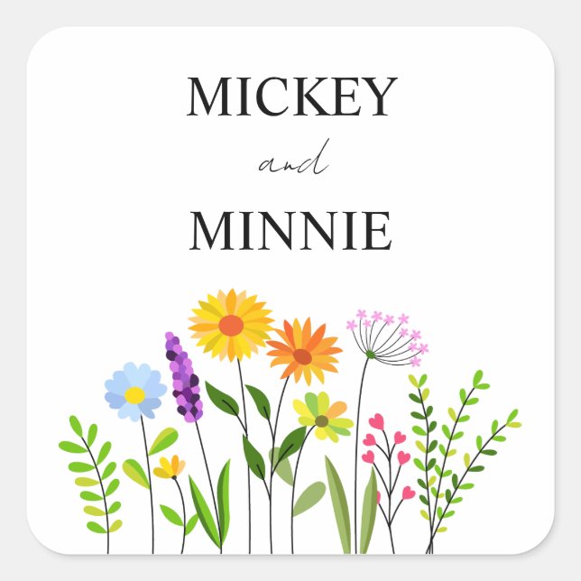 Frühlingsflorale elegante WedgeSquare Sticker (Vorderseite)