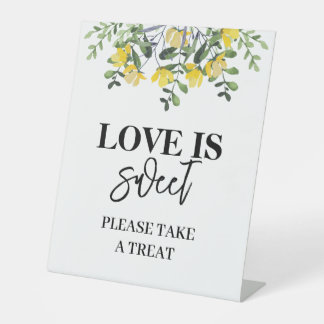 Frühlingsflorale Hochzeit Dessert Sign Sockelschild