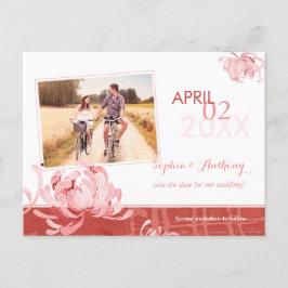 Frühlingsflorale Hochzeitsfeier Save the Date Foto Ankündigungspostkarte
