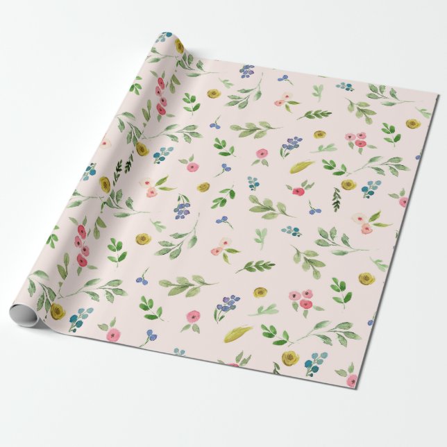 Frühlingsflorale Hochzeitszittel Geschenkpapier (Ungerollt)