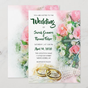 Frühlingsflorale Rose Hochzeit Einladung