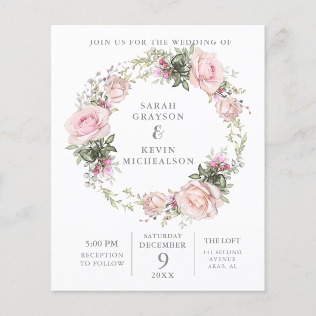 Frühlingsflorale Wasserfarbe Einladung Hochzeit Flyer (Vorne)