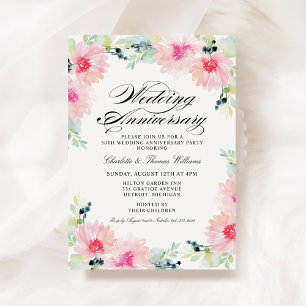 Frühlingsflorale Wasserfarbenwelt Hochzeitstag Einladung