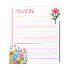 Frühlingsflorales Frisch & Farbige Linien Notizblock