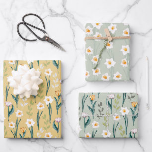 Frühlingsflorendrüdel und Tulip Muster Geschenkpapier Set