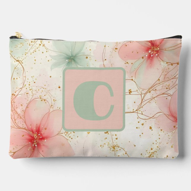 Frühlingsflorengarten Monogramm Zubehörtasche (Vorderseite)