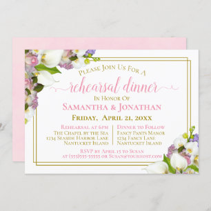 Frühlingsflorenrosa Hochzeitsfeier Probe & Abendes Einladung