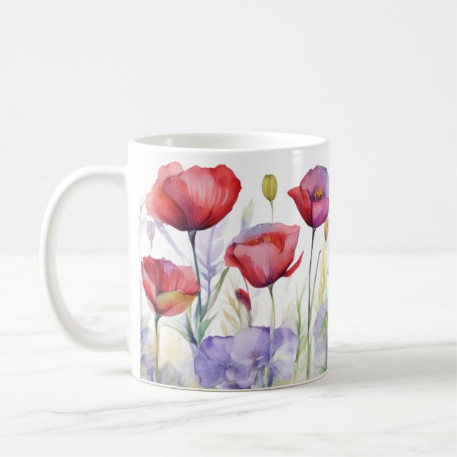 Frühlingsflüstern – Mohnblüten-Tasse Kaffeetasse (Links)