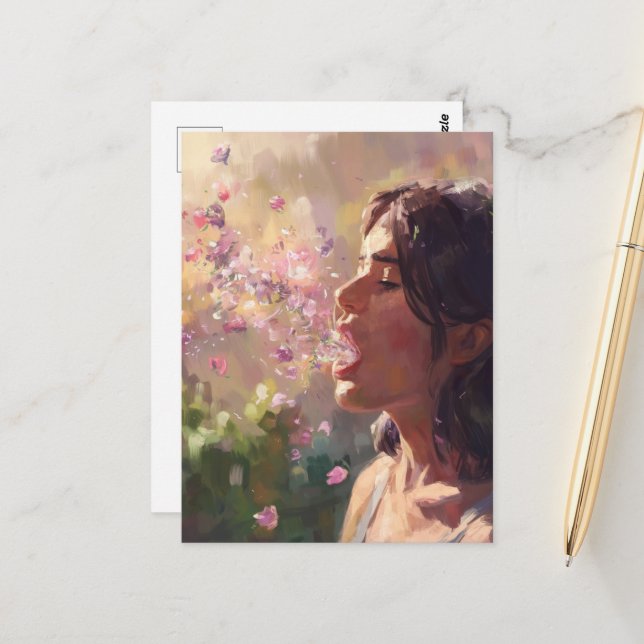 Frühlingsfrösche Surreal Postkarte (Vorderseite/Rückseite Beispiel)