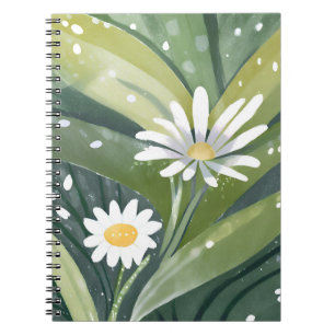 Frühlingsgänseblümchen Aquarell Weiße Blumen Notizblock